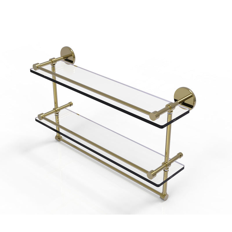 Allied Brass 22 Inch Gallery Double Glass Shelf with Towel Bar P1000-2TB-22-GAL-UNL