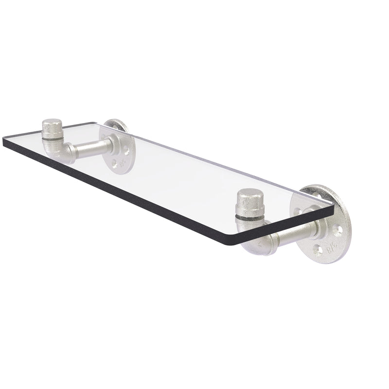 Allied Brass Pipeline Collection 16 Inch Glass Shelf P-400-16-GS-SN