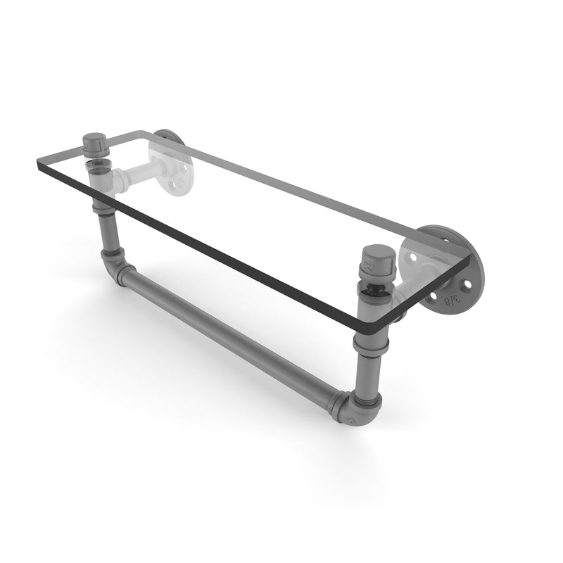 Allied Brass Pipeline Collection 16 Inch Glass Shelf with Towel Bar P-410-16-GSTB-GYM
