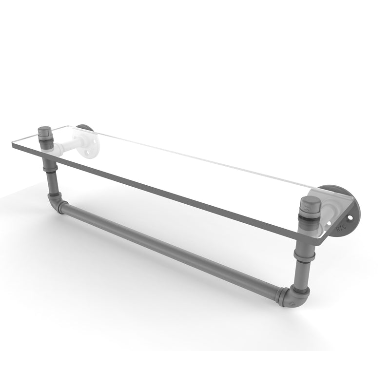 Allied Brass Pipeline Collection 22 Inch Glass Shelf with Towel Bar P-410-22-GSTB-GYM