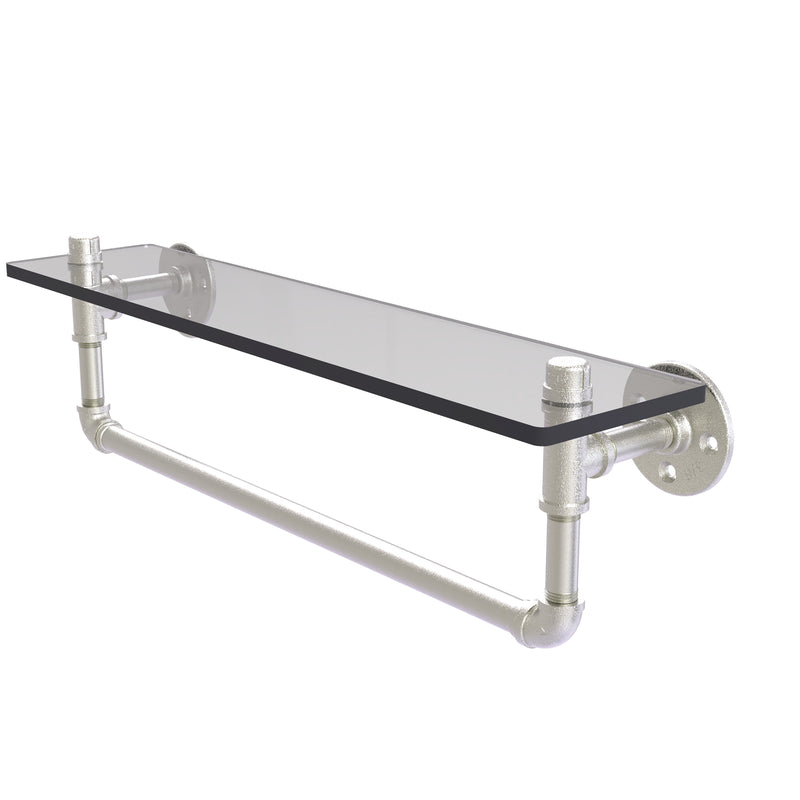 Allied Brass Pipeline Collection 22 Inch Glass Shelf with Towel Bar P-410-22-GSTB-SN