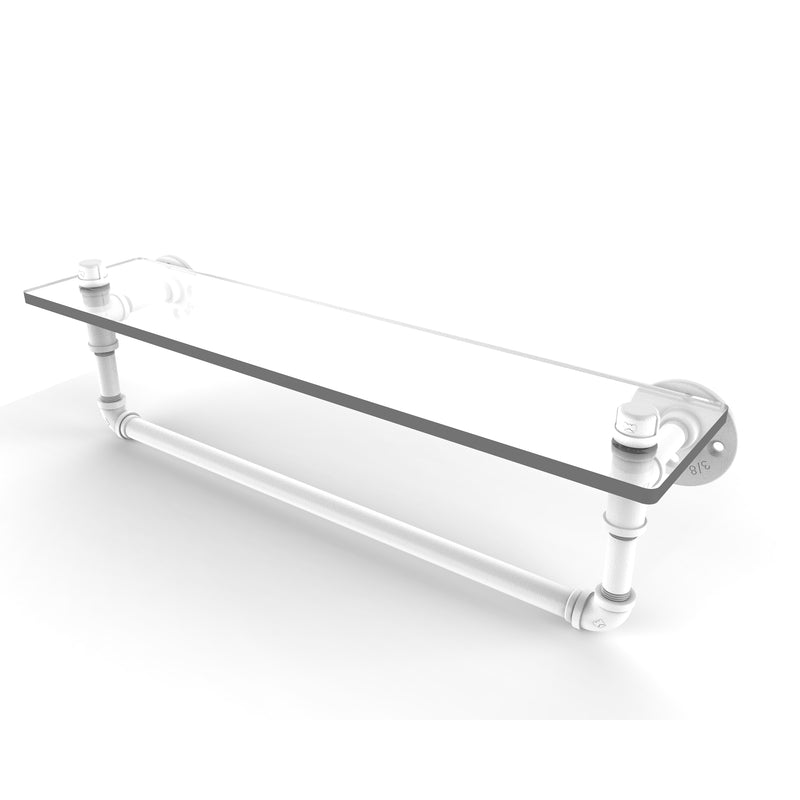 Allied Brass Pipeline Collection 22 Inch Glass Shelf with Towel Bar P-410-22-GSTB-WHM