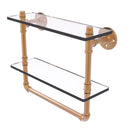 Allied Brass Pipeline Collection 16 Inch Doulbe Glass Shelf with Towel Bar P-430-16-DGSTB-BBR