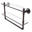 Allied Brass Pipeline Collection 22 Inch Doulbe Glass Shelf with Towel Bar P-430-22-DGSTB-ABZ