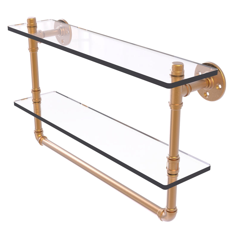 Allied Brass Pipeline Collection 22 Inch Doulbe Glass Shelf with Towel Bar P-430-22-DGSTB-BBR