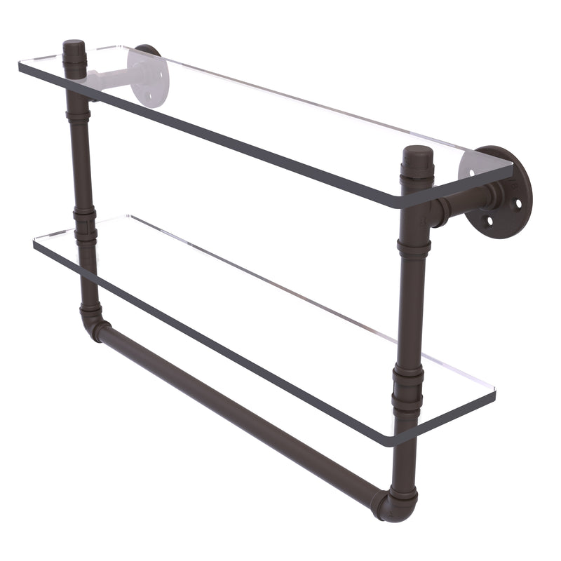 Allied Brass Pipeline Collection 22 Inch Doulbe Glass Shelf with Towel Bar P-430-22-DGSTB-ORB