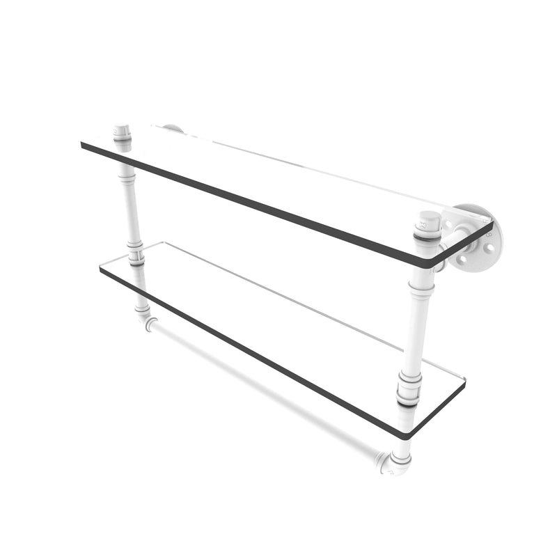 Allied Brass Pipeline Collection 22 Inch Doulbe Glass Shelf with Towel Bar P-430-22-DGSTB-WHM