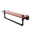 Allied Brass Pipeline Collection 22 Inch Ironwood Shelf with Towel Bar P-460-22-WSTB-BKM