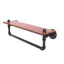 Allied Brass Pipeline Collection 22 Inch Ironwood Shelf with Towel Bar P-460-22-WSTB-ORB