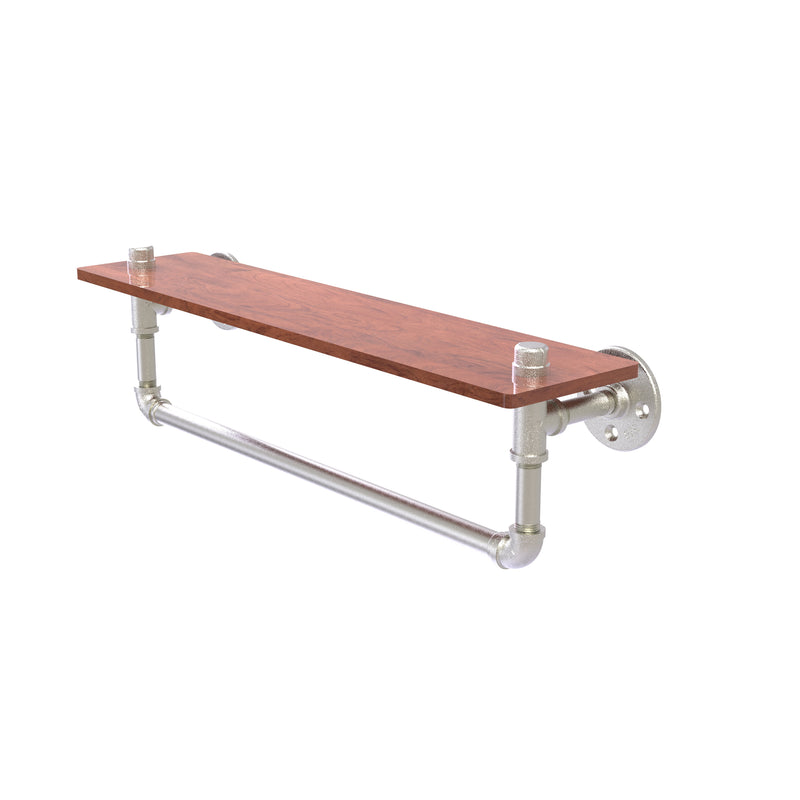 Allied Brass Pipeline Collection 22 Inch Ironwood Shelf with Towel Bar P-460-22-WSTB-SN