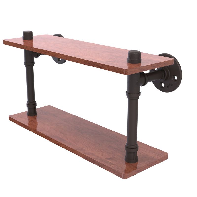Allied Brass Pipeline Collection 16 Inch Ironwood Double Shelf P-470-16-DWS-ORB