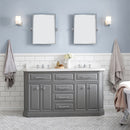 Water Creation 60" Palace Collection Quartz Carrara Cashmere Gray Bathroom Vanity Set with Hardware in Chrome Finish PA60QZ01CG-000000000