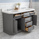 Water Creation 60" Palace Collection Quartz Carrara Cashmere Gray Bathroom Vanity Set with Hardware in Chrome Finish PA60QZ01CG-000000000