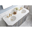 Water Creation 60" Palace Collection Quartz Carrara Cashmere Gray Bathroom Vanity Set with Hardware and F2-0012 Faucets in Satin Gold Finish and Only Mirrors in Chrome Finish PA60QZ06CG-000TL1206