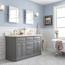 Water Creation 60" Palace Collection Quartz Carrara Cashmere Gray Bathroom Vanity Set with Hardware in Satin Gold Finish and Only Mirrors in Chrome Finish PA60QZ06CG-E18000000