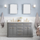 Water Creation 60" Palace Collection Quartz Carrara Cashmere Gray Bathroom Vanity Set with Hardware in Satin Gold Finish and Only Mirrors in Chrome Finish PA60QZ06CG-E18000000