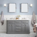 Water Creation 60" Palace Collection Quartz Carrara Cashmere Gray Bathroom Vanity Set with Hardware and F2-0013 Faucets in Polished Nickel PVD Finish PA60QZ05CG-000FX1305