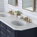 Water Creation Palace 60" Double Sink White Quartz Countertop Vanity in Monarch Blue with Waterfall Faucets PA60QZ06MB-000FX1306