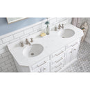 Water Creation 60" Palace Collection Quartz Carrara Pure White Bathroom Vanity Set with Hardware and F2-0013 Faucets in Polished Nickel PVD Finish PA60QZ05PW-000FX1305