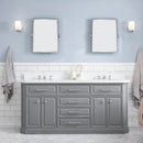 Water Creation 72" Palace Collection Quartz Carrara Cashmere Gray Bathroom Vanity Set with Hardware in Chrome Finish PA72QZ01CG-000000000