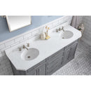 Water Creation 72" Palace Collection Quartz Carrara Cashmere Gray Bathroom Vanity Set with Hardware and F2-0009 Faucets in Polished Nickel PVD Finish PA72QZ05CG-000BX0905