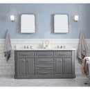 Water Creation 72" Palace Collection Quartz Carrara Cashmere Gray Bathroom Vanity Set with Hardware in Polished Nickel PVD Finish PA72QZ05CG-000000000