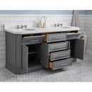 Water Creation 72" Palace Collection Quartz Carrara Cashmere Gray Bathroom Vanity Set with Hardware in Polished Nickel PVD Finish PA72QZ05CG-000000000