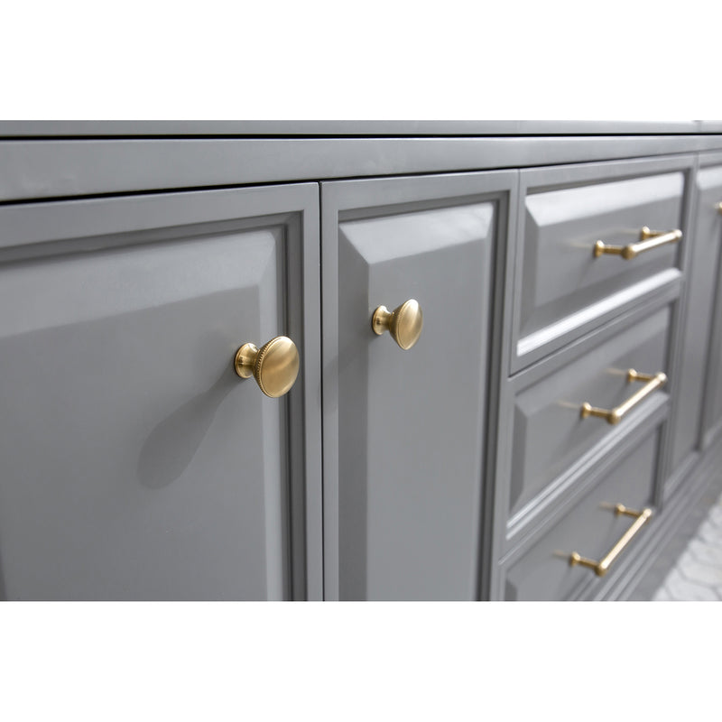 Water Creation 72" Palace Collection Quartz Carrara Cashmere Gray Bathroom Vanity Set with Hardware in Satin Gold Finish and Only Mirrors in Chrome Finish PA72QZ06CG-000000000