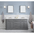 Water Creation 72" Palace Collection Quartz Carrara Cashmere Gray Bathroom Vanity Set with Hardware and F2-0013 Faucets in Polished Nickel PVD Finish PA72QZ05CG-000FX1305