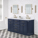 Water Creation Palace 72" Double Sink White Quartz Countertop Vanity in Monarch Blue PA72QZ06MB-000000000