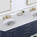 Water Creation Palace 72" Double Sink White Quartz Countertop Vanity in Monarch Blue with Waterfall Faucets PA72QZ06MB-000FX1306