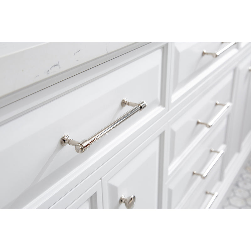 Water Creation 72" Palace Collection Quartz Carrara Pure White Bathroom Vanity Set with Hardware in Polished Nickel PVD Finish PA72QZ05PW-000000000