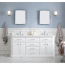 Water Creation 72" Palace Collection Quartz Carrara Pure White Bathroom Vanity Set with Hardware and F2-0012 Faucets in Chrome Finish PA72QZ01PW-000TL1201