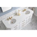 Water Creation 72" Palace Collection Quartz Carrara Pure White Bathroom Vanity Set with Hardware and F2-0013 Faucets in Satin Gold Finish and Only Mirrors in Chrome Finish PA72QZ06PW-000FX1306