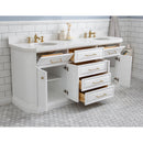 Water Creation 72" Palace Collection Quartz Carrara Pure White Bathroom Vanity Set with Hardware and F2-0013 Faucets in Satin Gold Finish and Only Mirrors in Chrome Finish PA72QZ06PW-E18FX1306