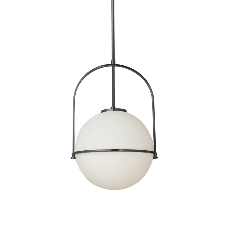 Dainolite 1 Light Incandescent Pendant Matte Black with White Opal Glass PAO-121P-MB