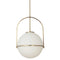 Dainolite 1 Light Incandescent Pendant Aged Brass with White Opal Glass PAO-161P-AGB