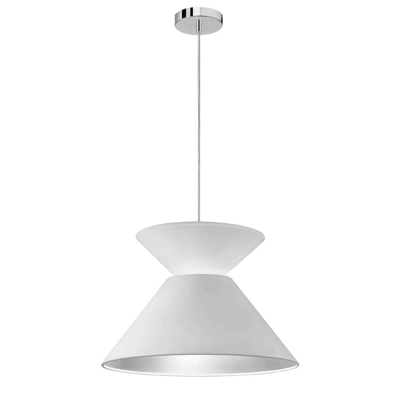 Dainolite 1 Light Patricia Pendant Wht/Sv Shade Pc PAT-181P-PC-691