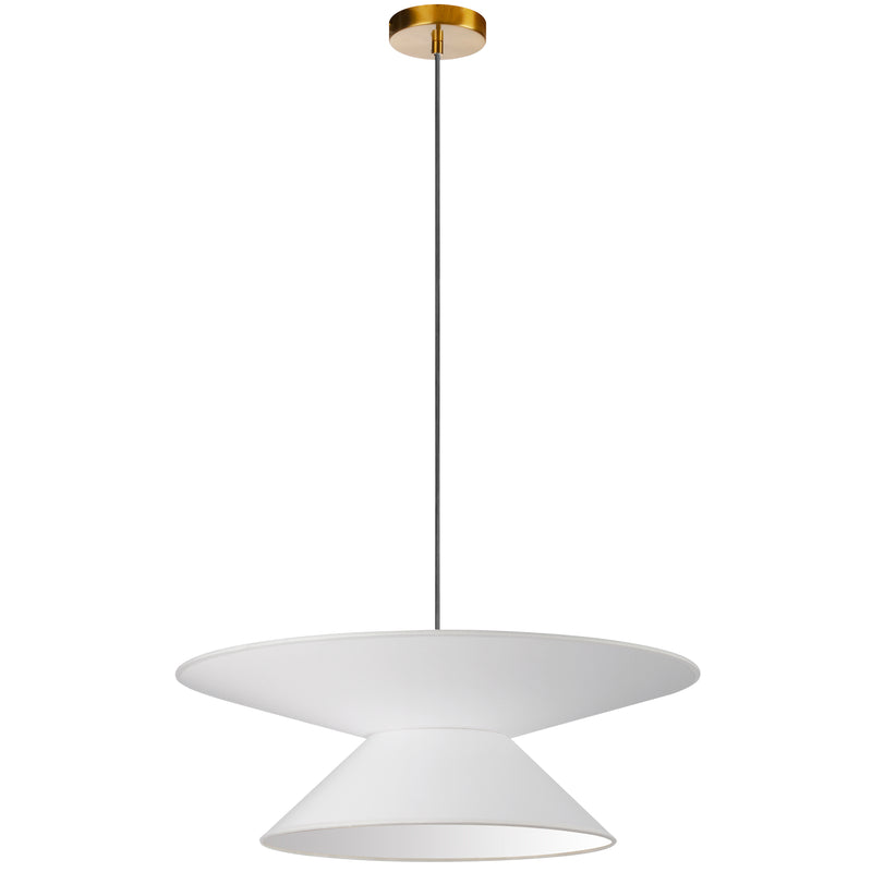 Dainolite 1 Light Incandescent Pendant Aged Brass with White Shade PAT-241P-AGB-790