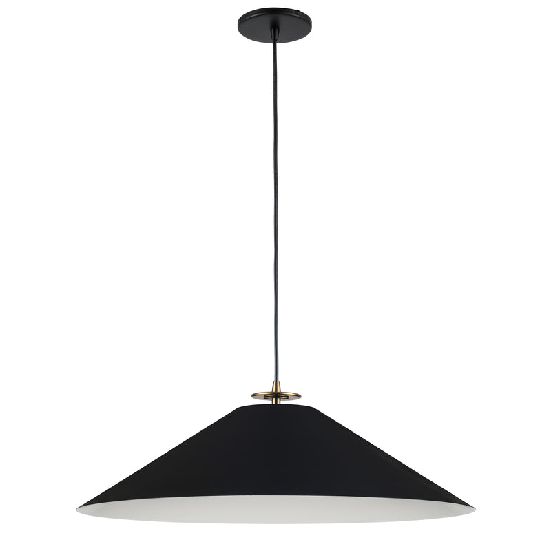 Dainolite 1 Light Incandescent Pendant Aged Brass and Matte Black PDC-241P-AGB-MB