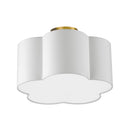 Dainolite 3 Light Incandescent Flush Mount Aged Brass with White Shade PLX-152FH-AGB-WH