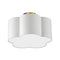 Dainolite 3 Light Incandescent Flush Mount Aged Brass with White Shade PLX-152FH-AGB-WH