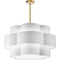 Dainolite 4 Light Incandescent Chandelier Aged Brass with White Shade PLX-284C-AGB-WH