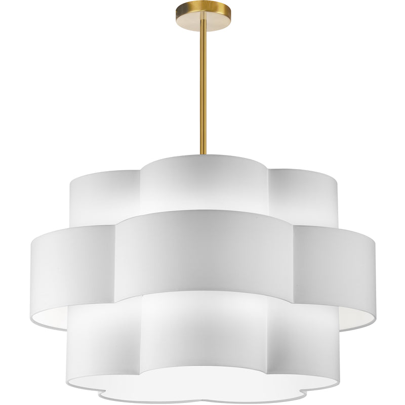 Dainolite 4 Light Incandescent Chandelier Aged Brass with White Shade PLX-284C-AGB-WH