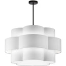 Dainolite 4 Light Incandescent Chandelier Matte Black with White Shade PLX-284C-MB-WH