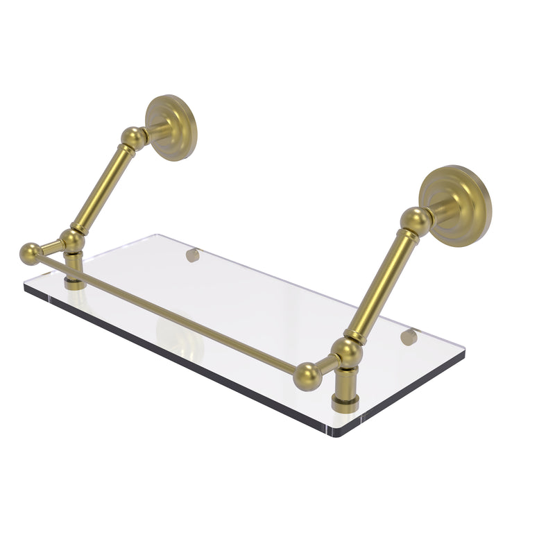 Allied Brass Prestige Que New 18 Inch Floating Glass Shelf with Gallery Rail PQN-1-18-GAL-SBR