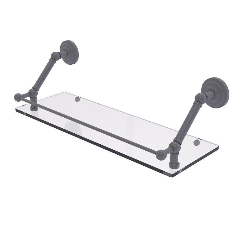 Allied Brass Prestige Que New 24 Inch Floating Glass Shelf with Gallery Rail PQN-1-24-GAL-GYM