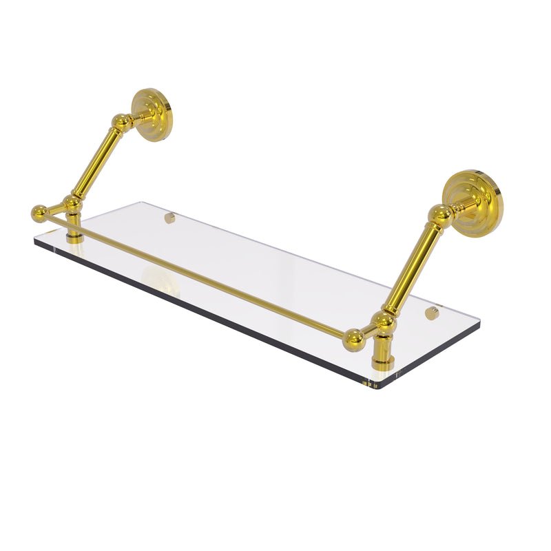 Allied Brass Prestige Que New 24 Inch Floating Glass Shelf with Gallery Rail PQN-1-24-GAL-PB