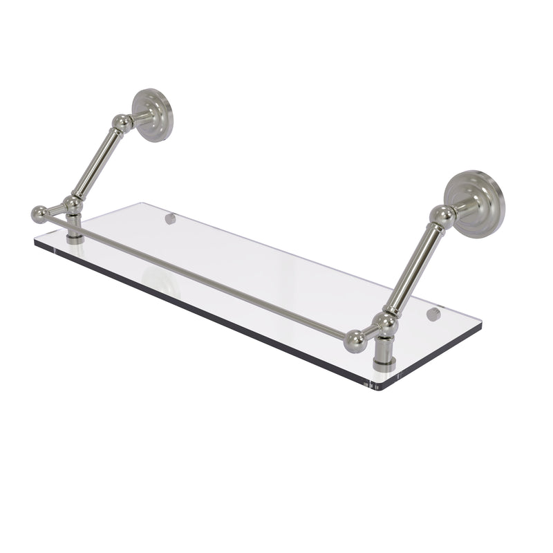 Allied Brass Prestige Que New 24 Inch Floating Glass Shelf with Gallery Rail PQN-1-24-GAL-SN