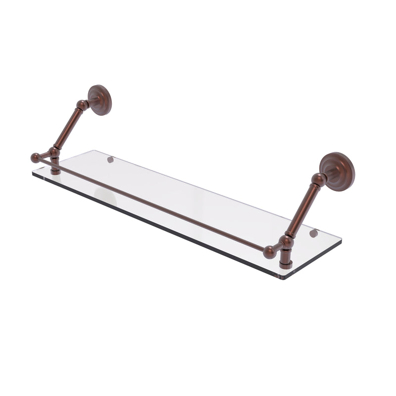 Allied Brass Prestige Que New 30 Inch Floating Glass Shelf with Gallery Rail PQN-1-30-GAL-CA